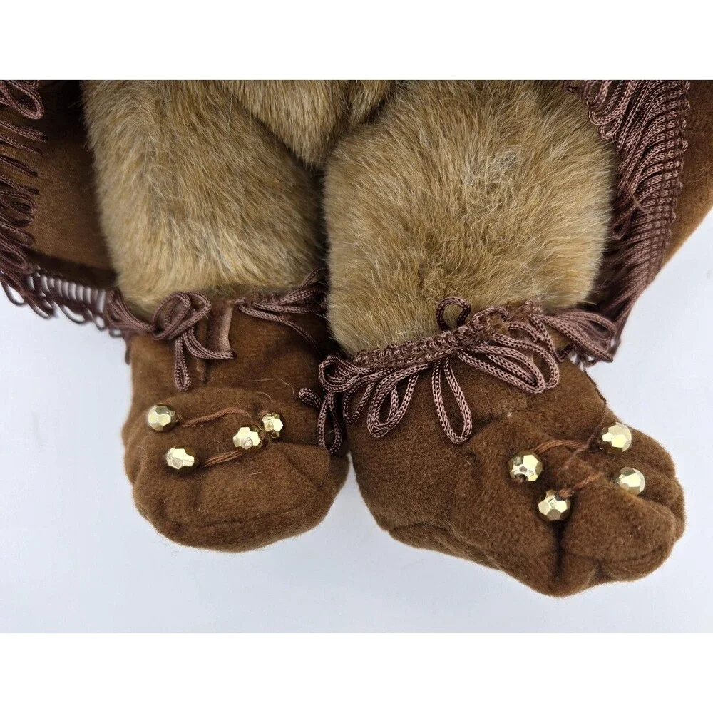 Native American Bear Female Jointed 12 Inch Teddy‎ Bear Plush Figure & Baby Bear